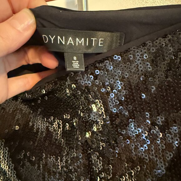 Dynamite Yasmin Sequin Straight Leg Pant sz 8 - Picture 5 of 5